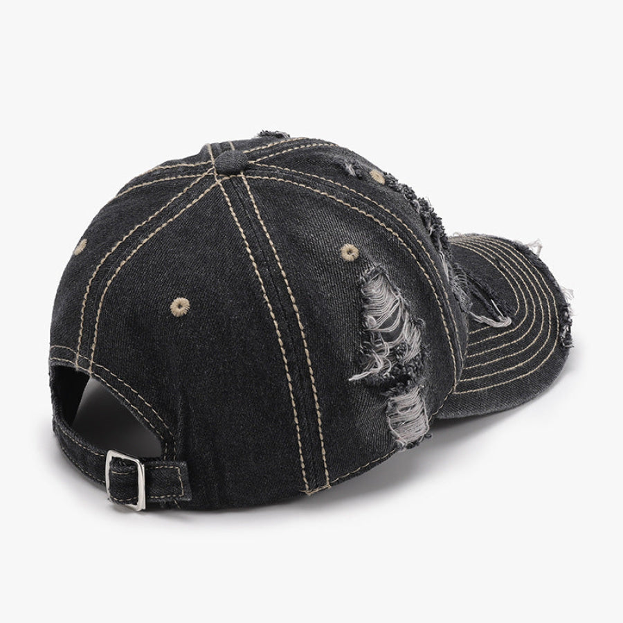 Distressed Adjustable Cotton Baseball Cap Apparel and Accessories