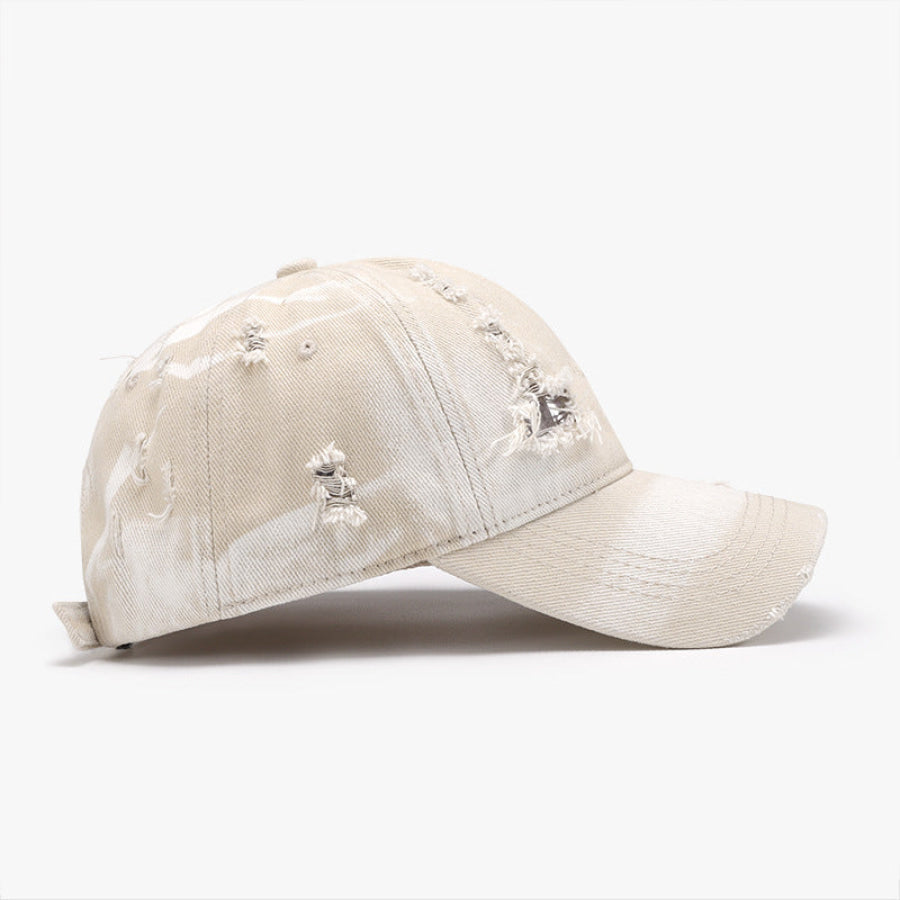 Distressed Adjustable Cotton Baseball Cap Apparel and Accessories