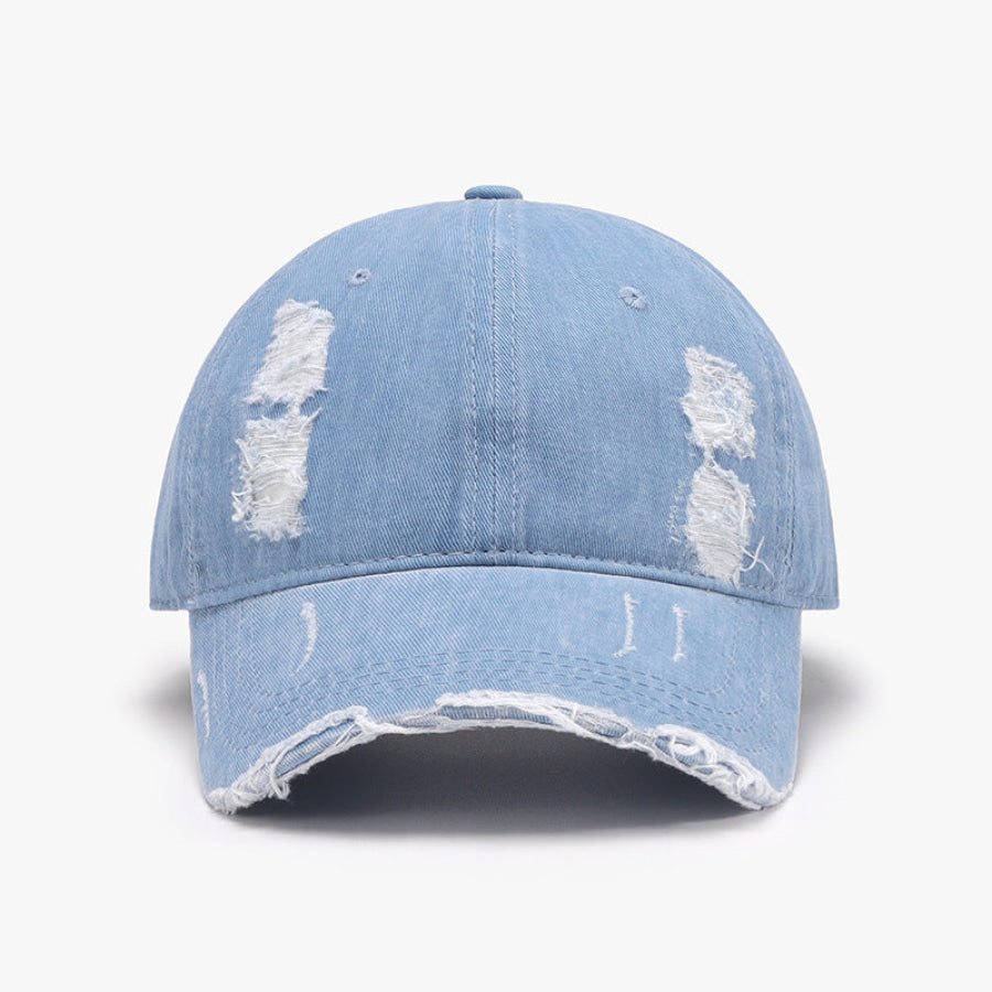 Distressed Adjustable Cotton Baseball Cap Light / One Size Apparel and Accessories