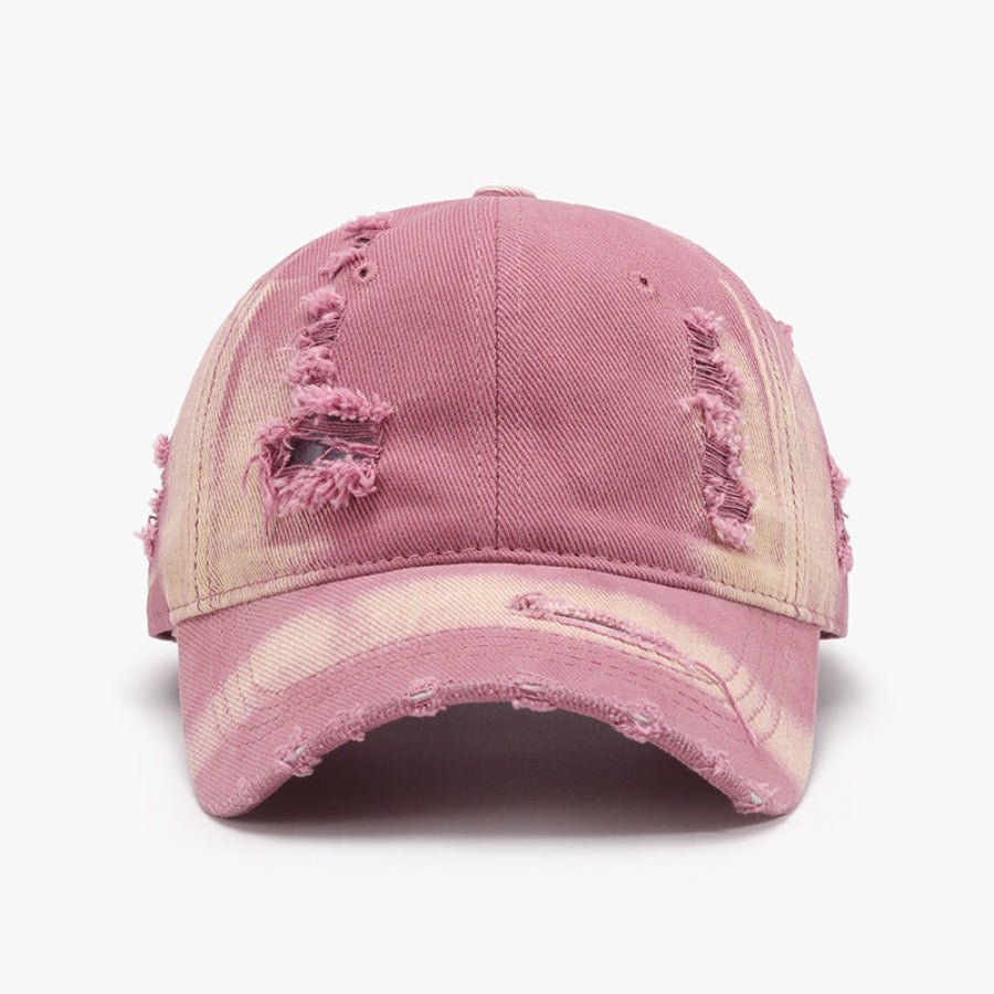 Distressed Adjustable Cotton Baseball Cap Pink Purple / One Size Apparel and Accessories