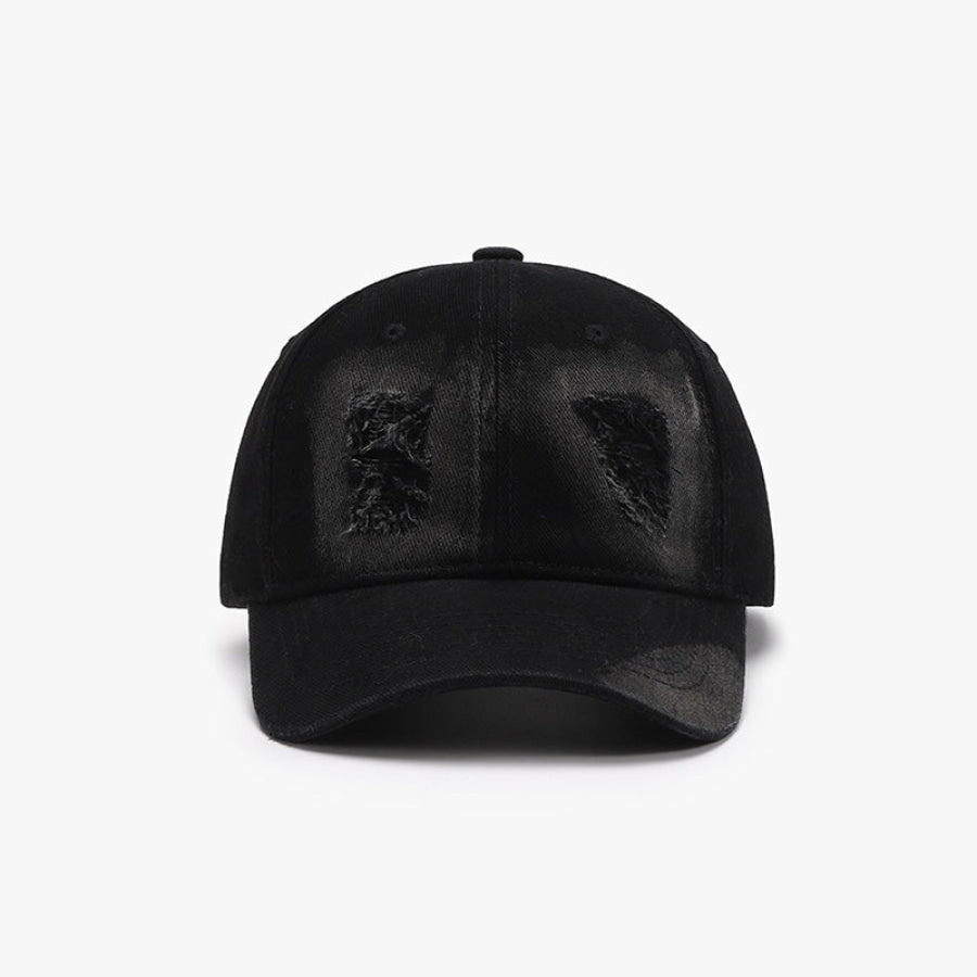 Distressed Cotton Baseball Cap Black / One Size Apparel and Accessories