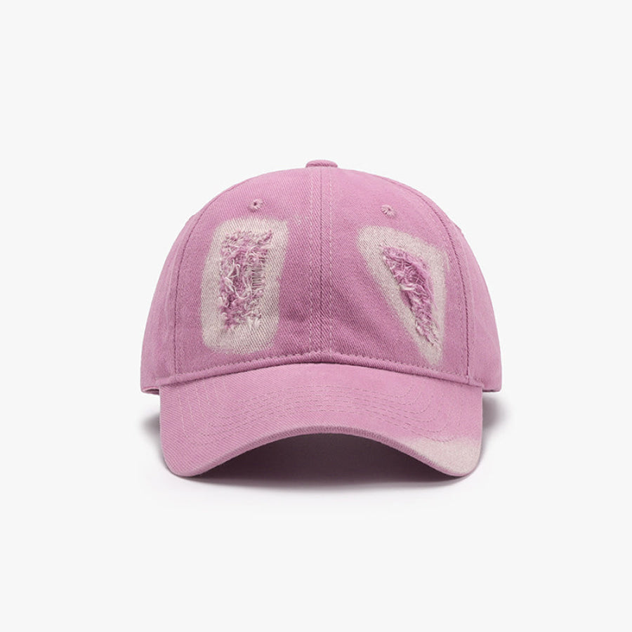 Distressed Cotton Baseball Cap Fuchsia Pink / One Size Apparel and Accessories