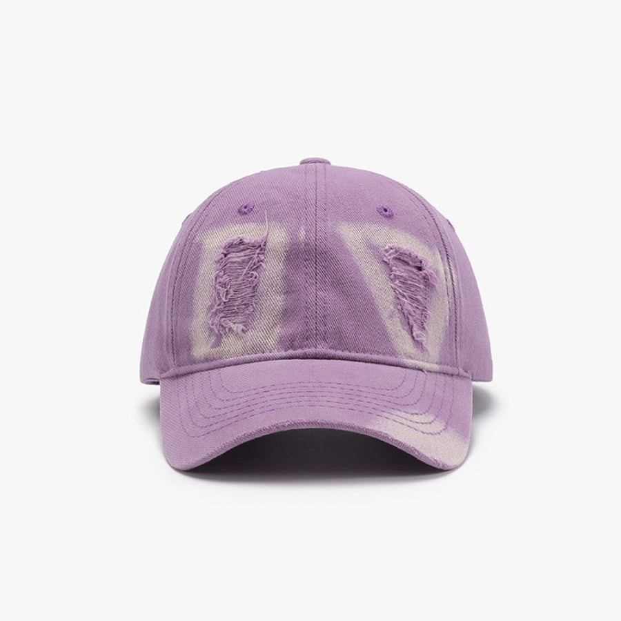 Distressed Cotton Baseball Cap Lilac / One Size Apparel and Accessories