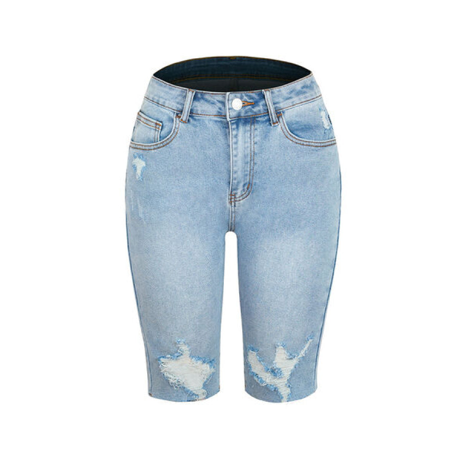Distressed Pocketed Denim Shorts Clothing