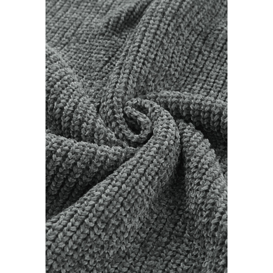 Distressed Round Neck Drop Shoulder Sweater Apparel and Accessories