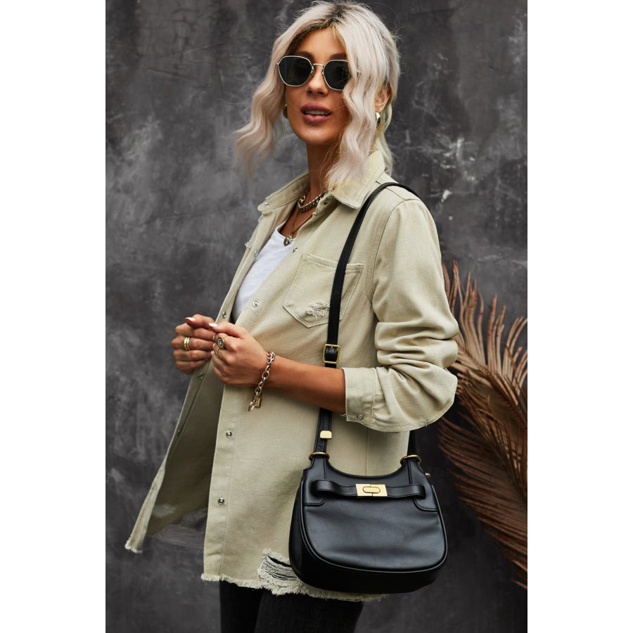 Distressed Snap Down Denim Jacket Apparel and Accessories