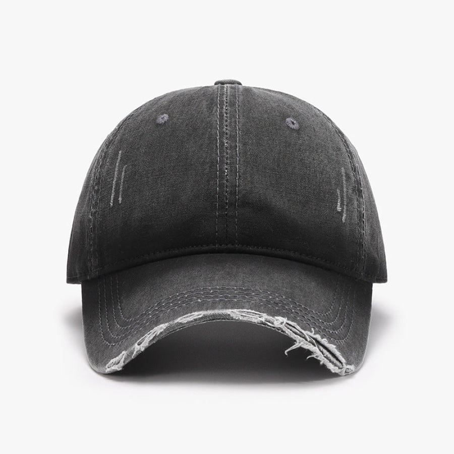 Distressed Washed Adjustable Baseball Cap Black / One Size Apparel and Accessories