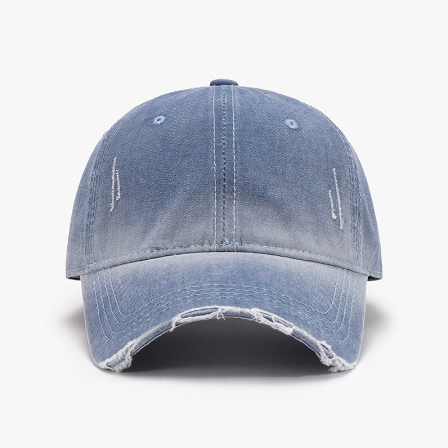 Distressed Washed Adjustable Baseball Cap Dusty Blue / One Size Apparel and Accessories