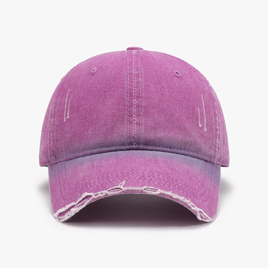 Distressed Washed Adjustable Baseball Cap Hot Pink / One Size Apparel and Accessories