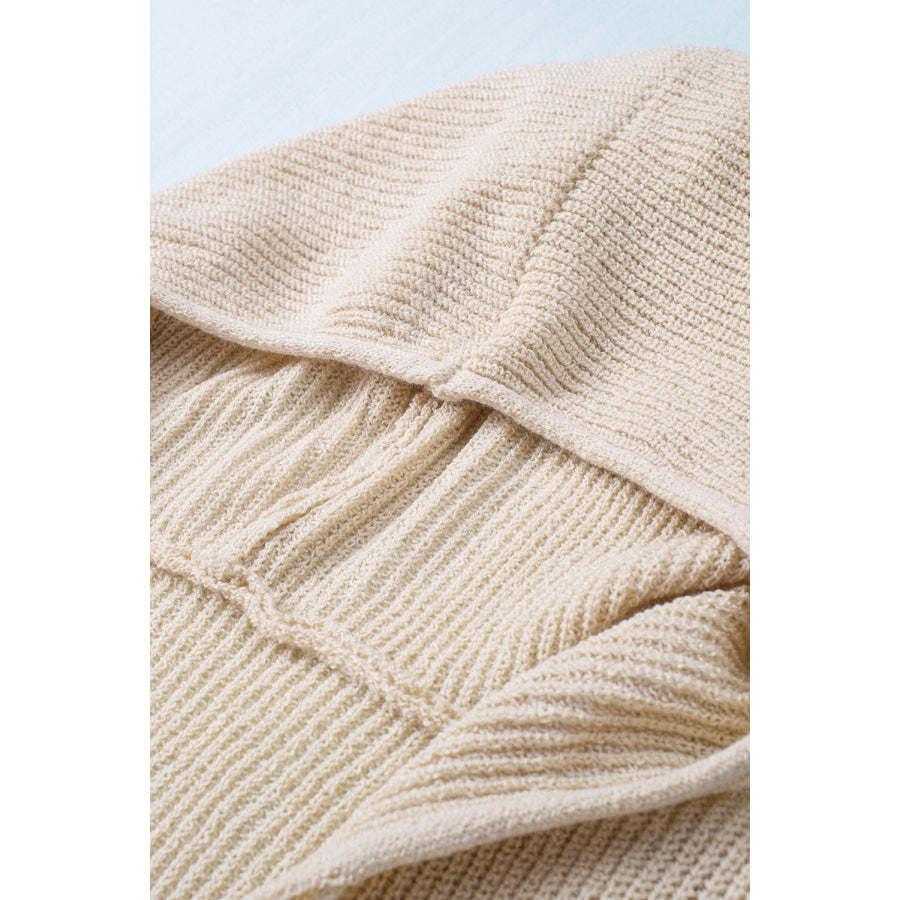 Distressed Zip Up Drawstring Hooded Cardigan Apparel and Accessories