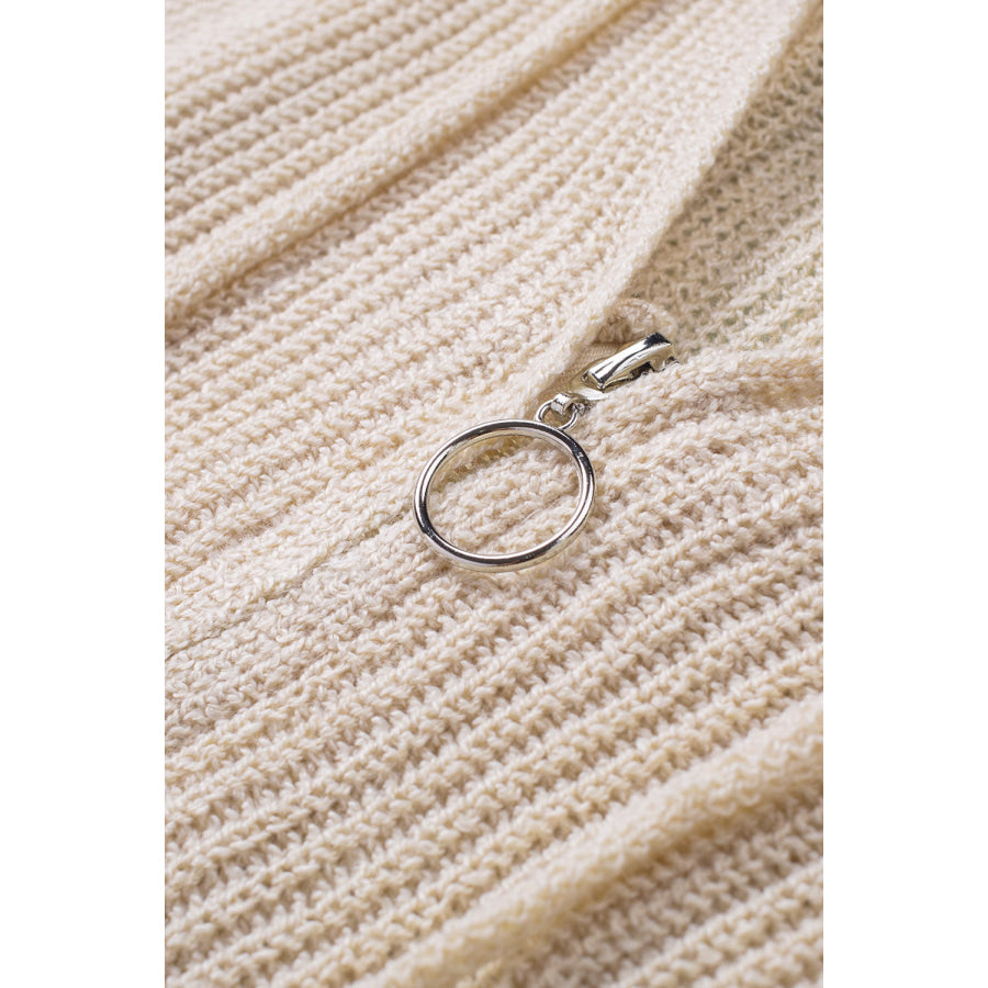 Distressed Zip Up Drawstring Hooded Cardigan Apparel and Accessories