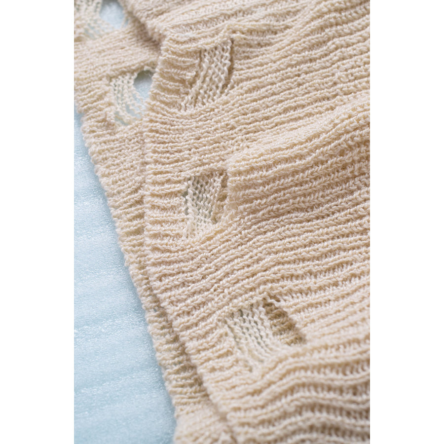 Distressed Zip Up Drawstring Hooded Cardigan Apparel and Accessories