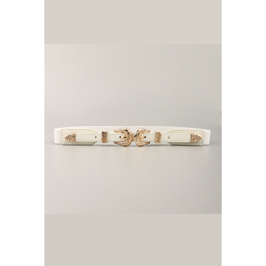 Double Buckle Elastic Belt White / One Size