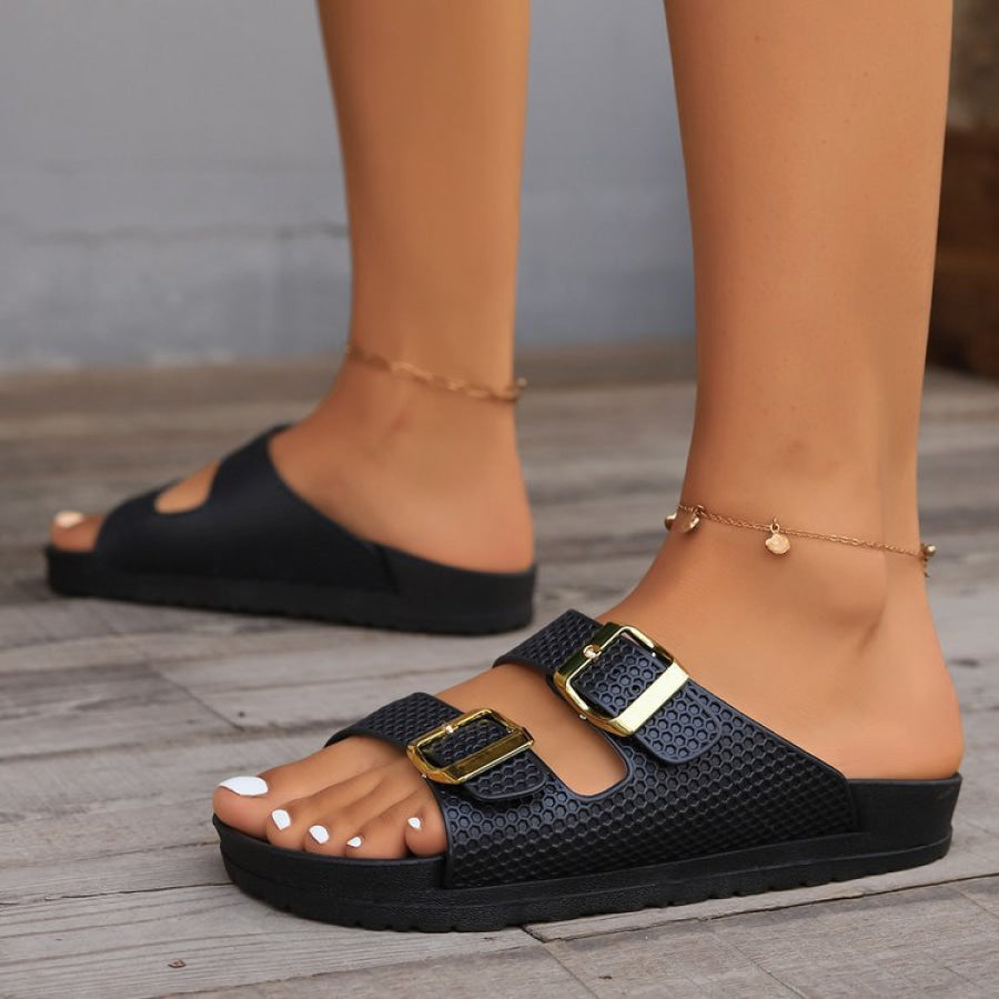 Double Buckle Open Toe Sandals Apparel and Accessories