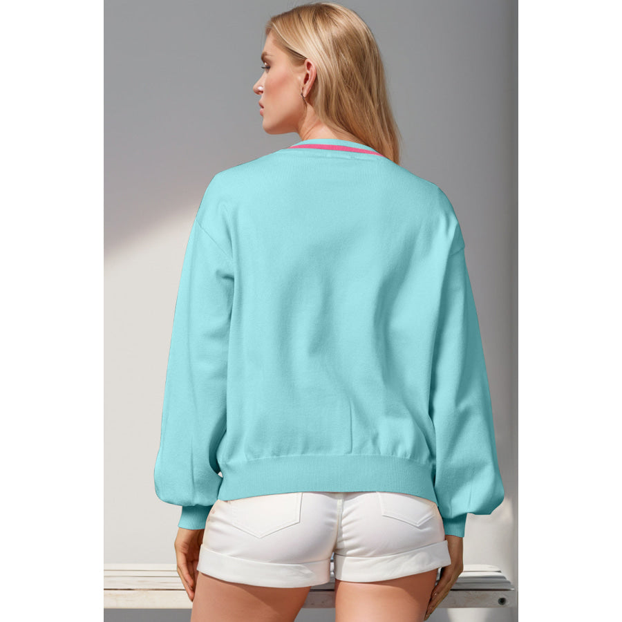 Double Take Full Size Nutcracker Sequin Bow Decor Cardigan Apparel and Accessories