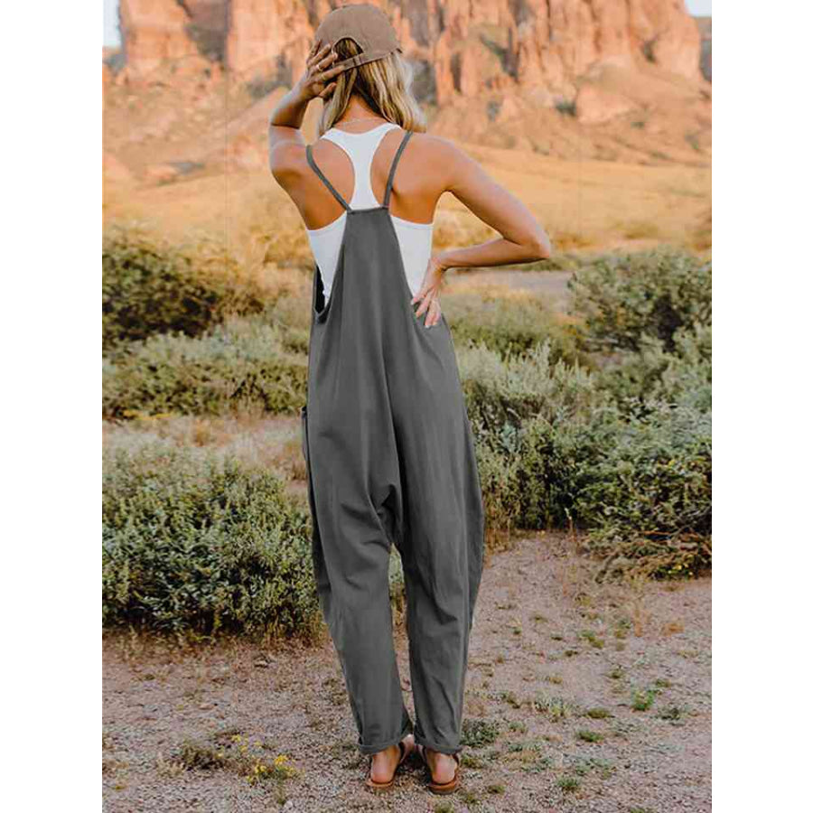 Double Take Full Size Sleeveless V-Neck Pocketed Jumpsuit Overalls
