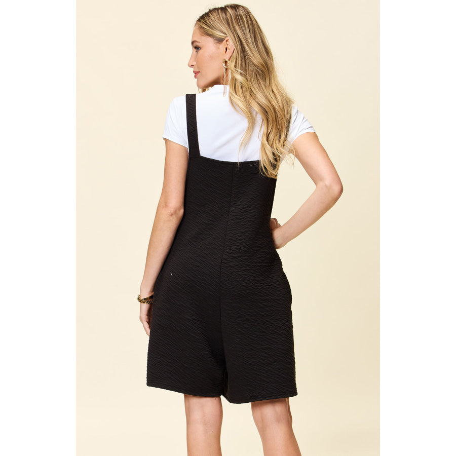 Double Take Full Size Texture Square Neck Romper Apparel and Accessories