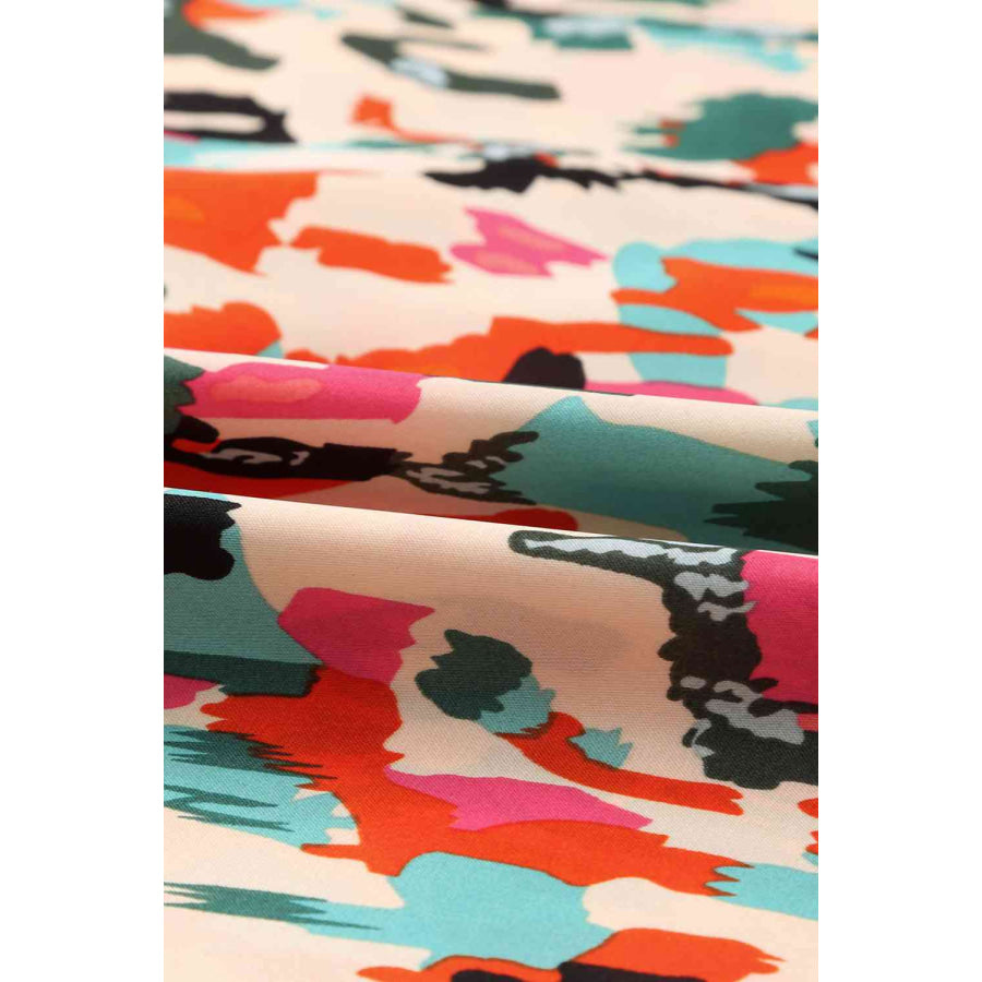 Double Take Multicolored V-Neck Lantern Sleeve Shirt Shirts & Tops