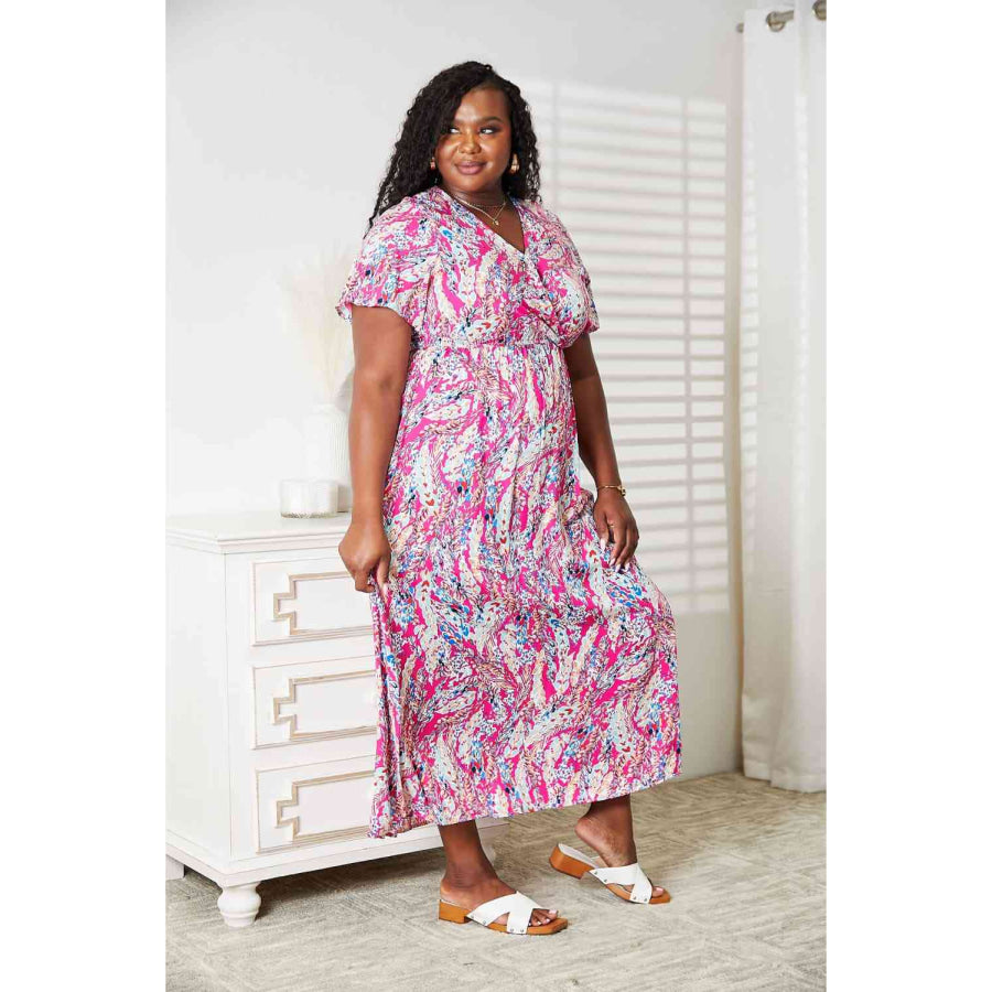 Double Take Multicolored V-Neck Maxi Dress Apparel and Accessories