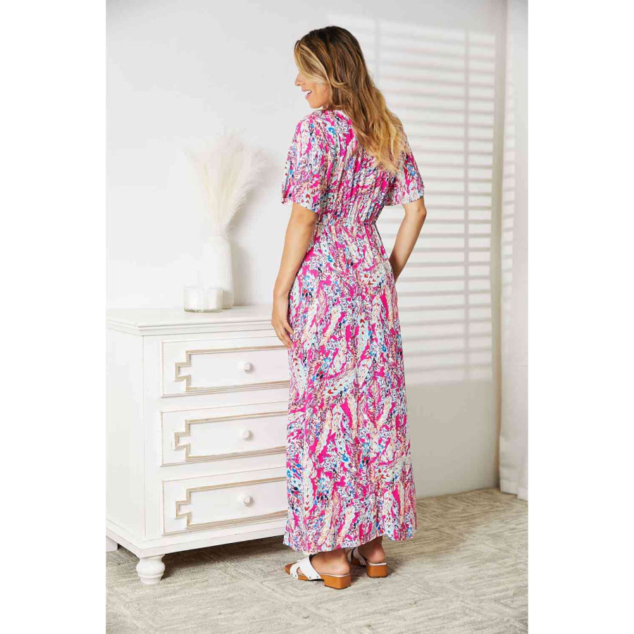 Double Take Multicolored V-Neck Maxi Dress Apparel and Accessories