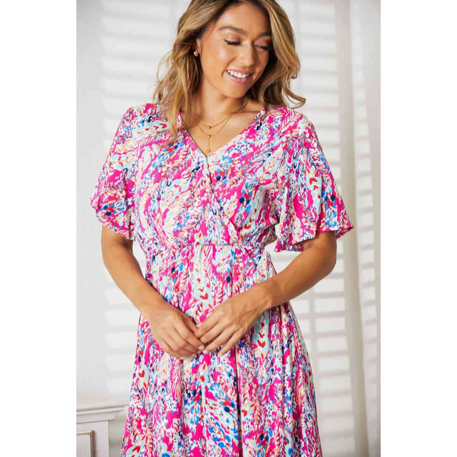 Double Take Multicolored V-Neck Maxi Dress Apparel and Accessories