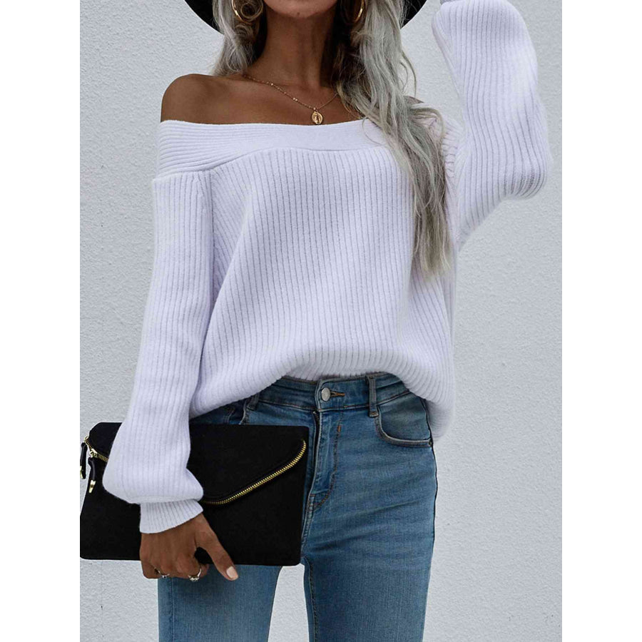 Double Take Off - Shoulder Rib - Knit Sweater