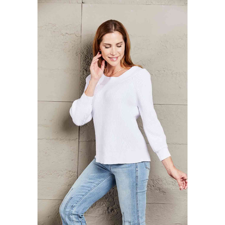 Double Take Off - Shoulder Rib - Knit Sweater