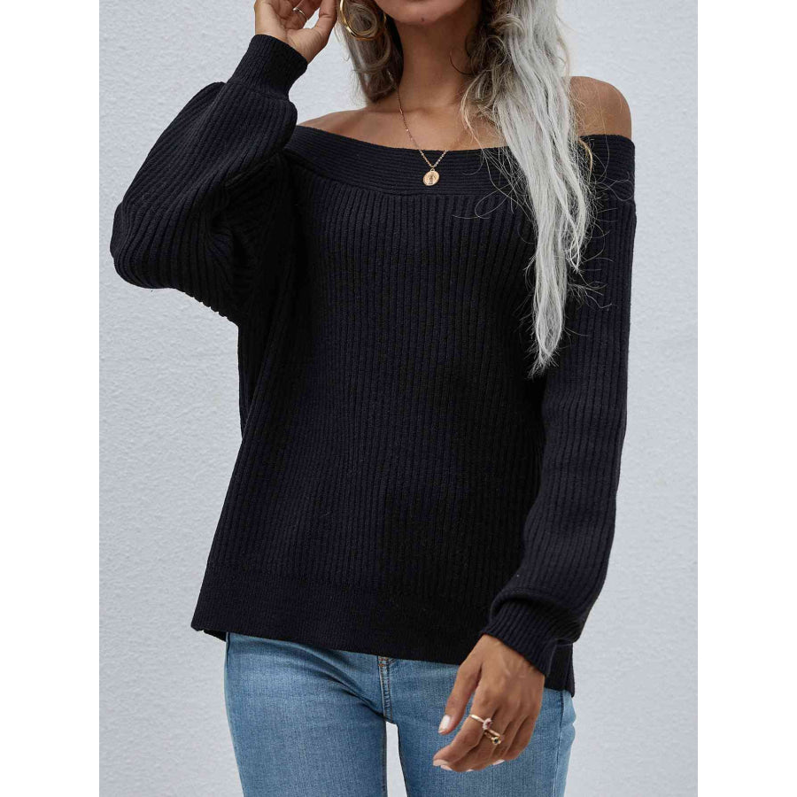 Double Take Off - Shoulder Rib - Knit Sweater