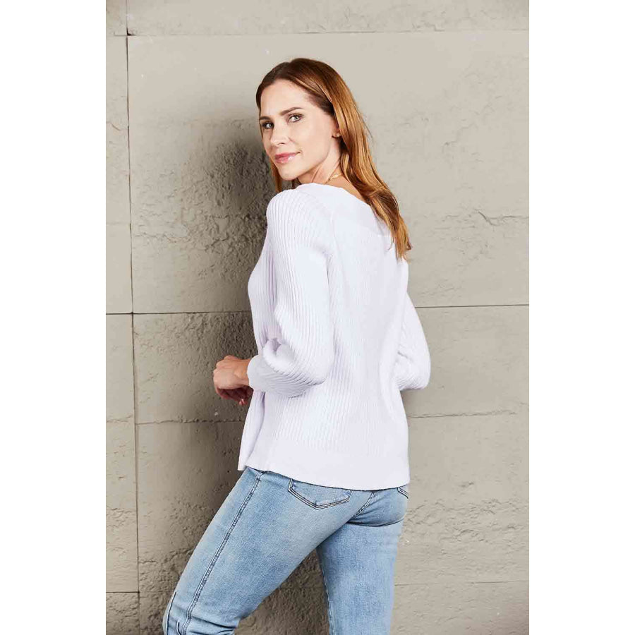 Double Take Off - Shoulder Rib - Knit Sweater