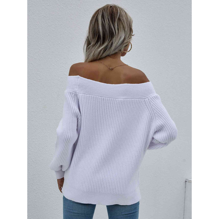 Double Take Off - Shoulder Rib - Knit Sweater