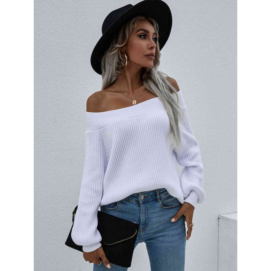 Double Take Off - Shoulder Rib - Knit Sweater