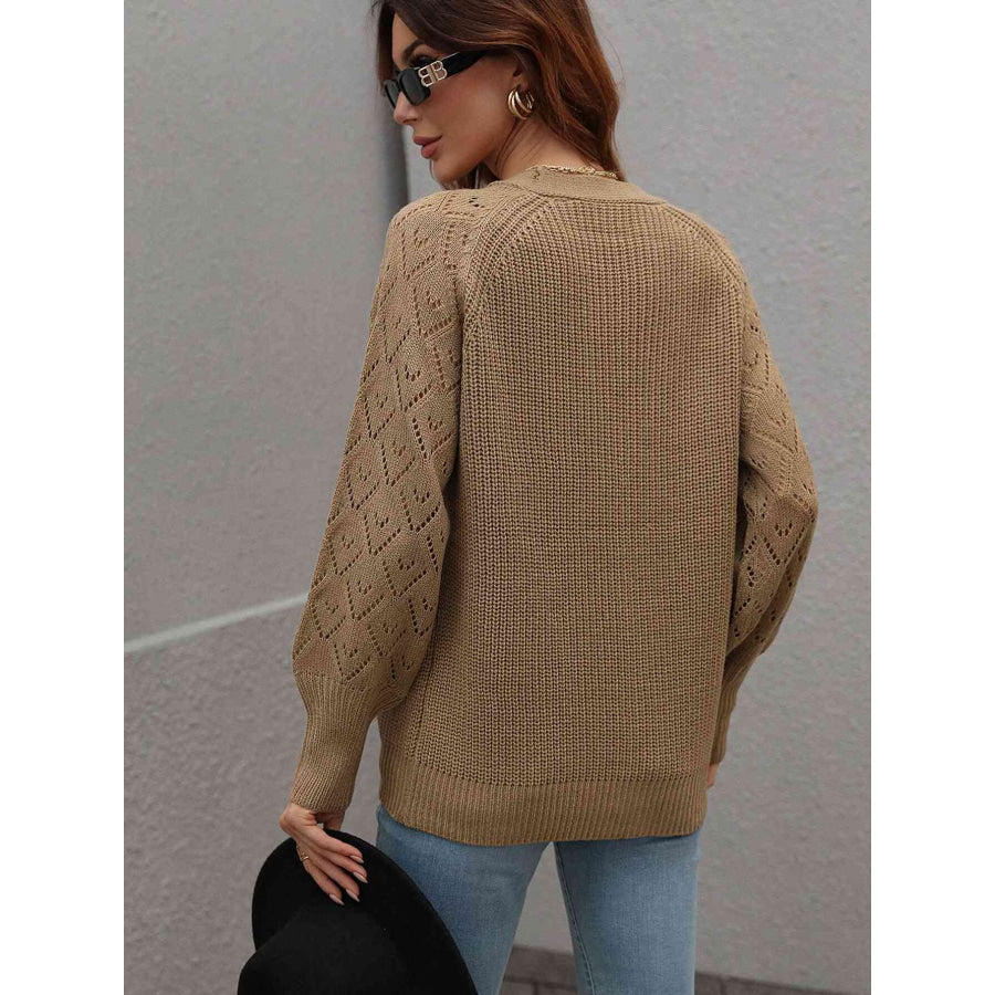 Double Take Rib-Knit Plunge Raglan Sleeve Cardigan Apparel and Accessories