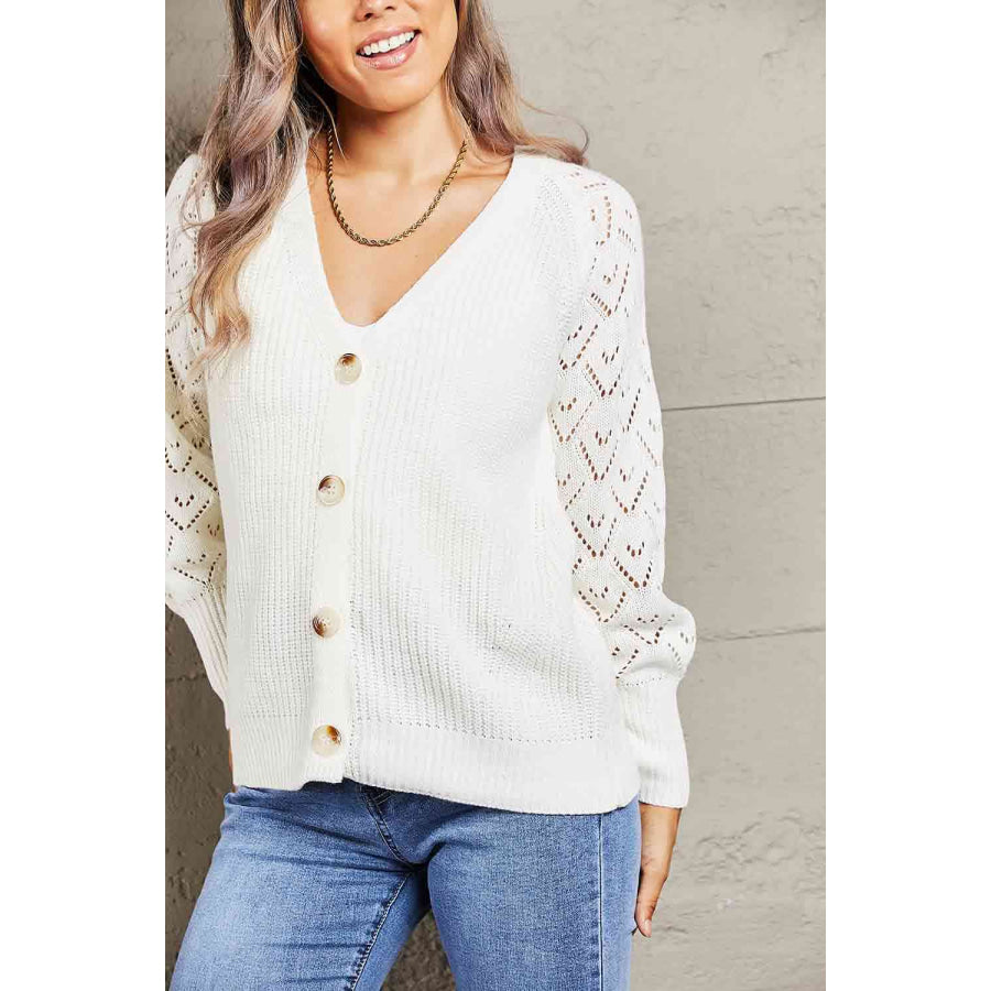 Double Take Rib-Knit Plunge Raglan Sleeve Cardigan Apparel and Accessories
