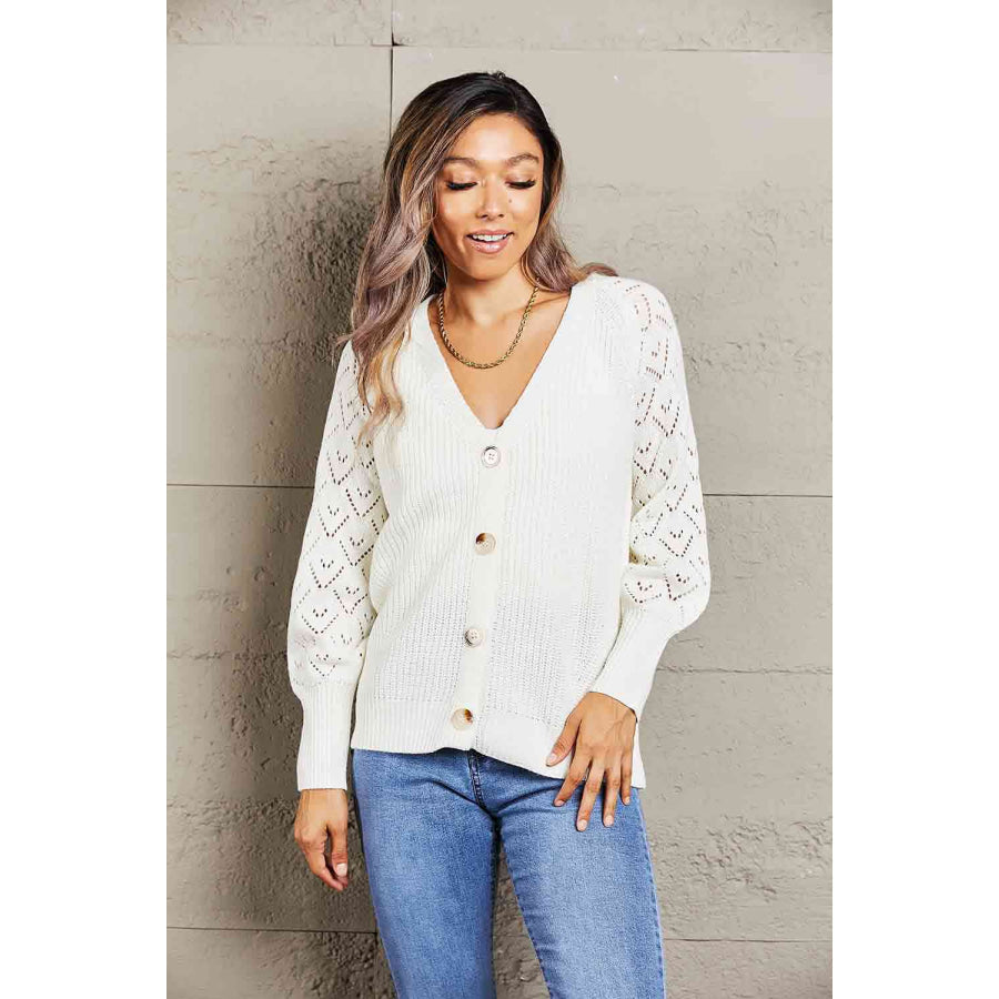 Double Take Rib-Knit Plunge Raglan Sleeve Cardigan Apparel and Accessories