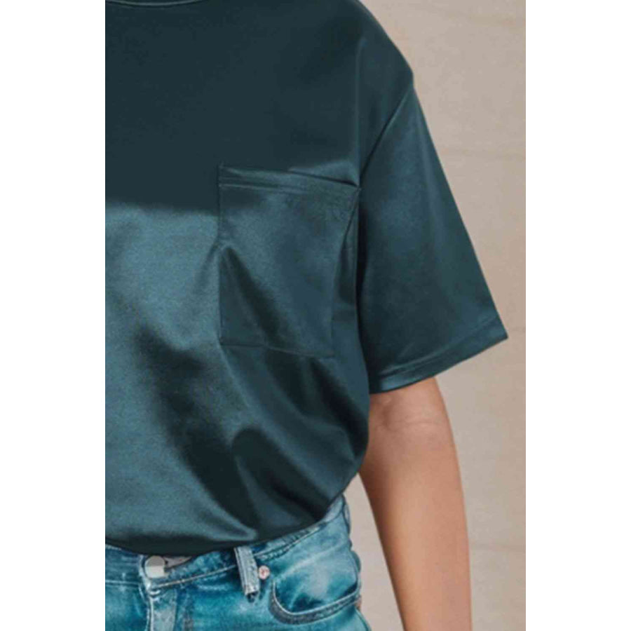 Double Take Round Neck Dropped Shoulder Top Shirts & Tops