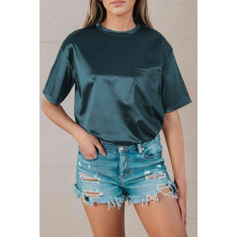 Double Take Round Neck Dropped Shoulder Top Shirts & Tops