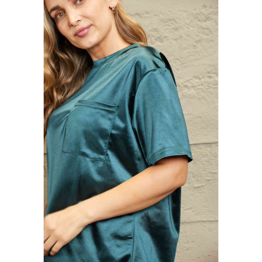 Double Take Round Neck Dropped Shoulder Top Shirts & Tops