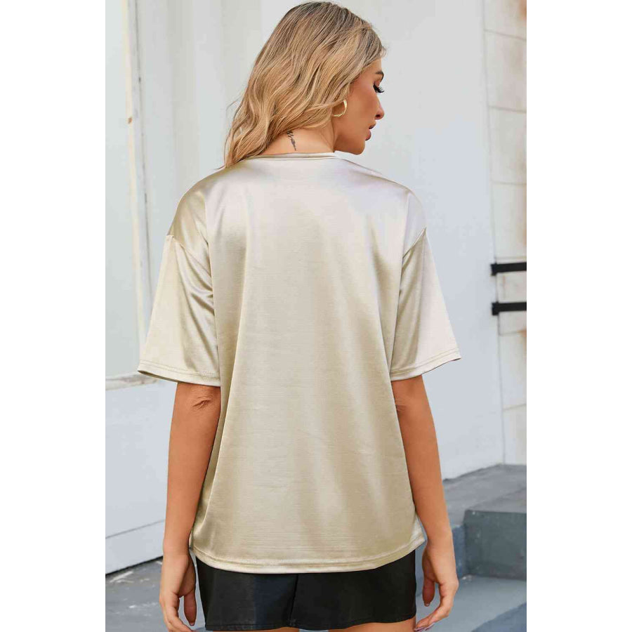 Double Take Round Neck Dropped Shoulder Top Shirts & Tops