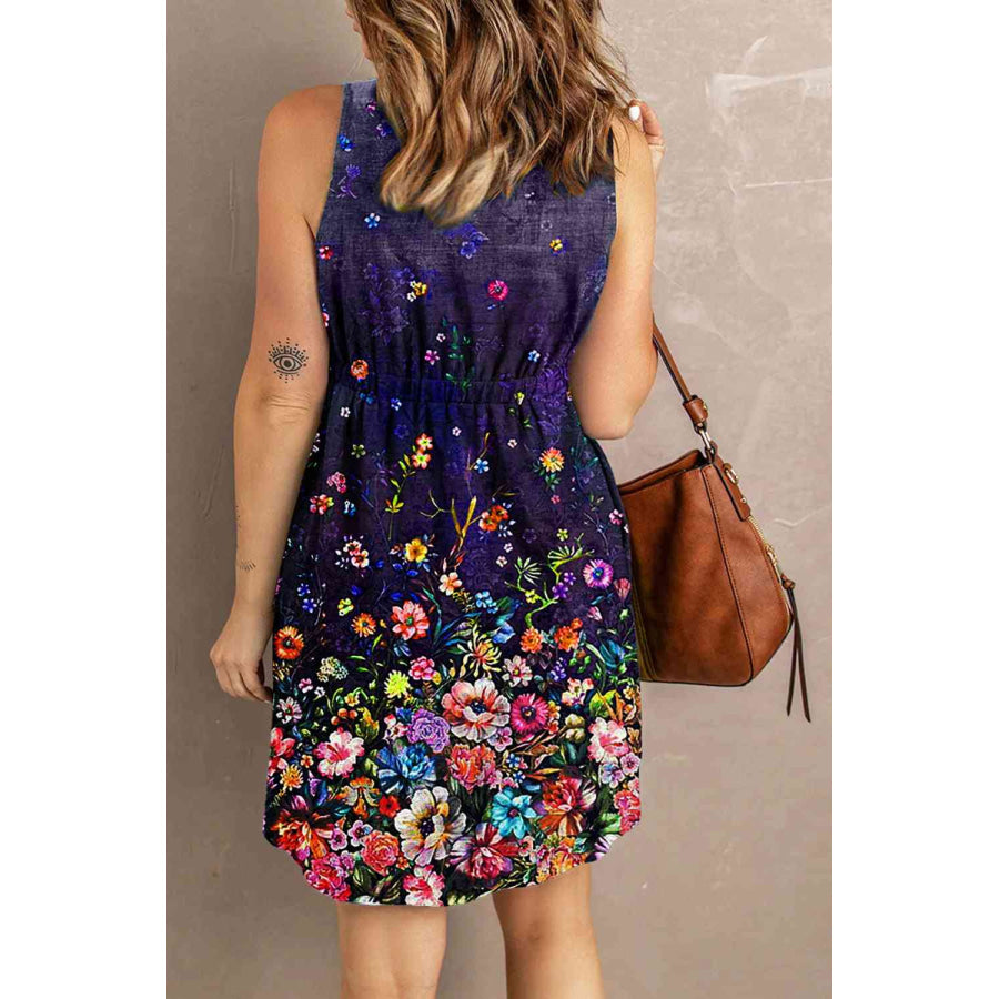 Double Take Scoop Neck Buttoned Sleeveless Magic Dress with Pockets Dress