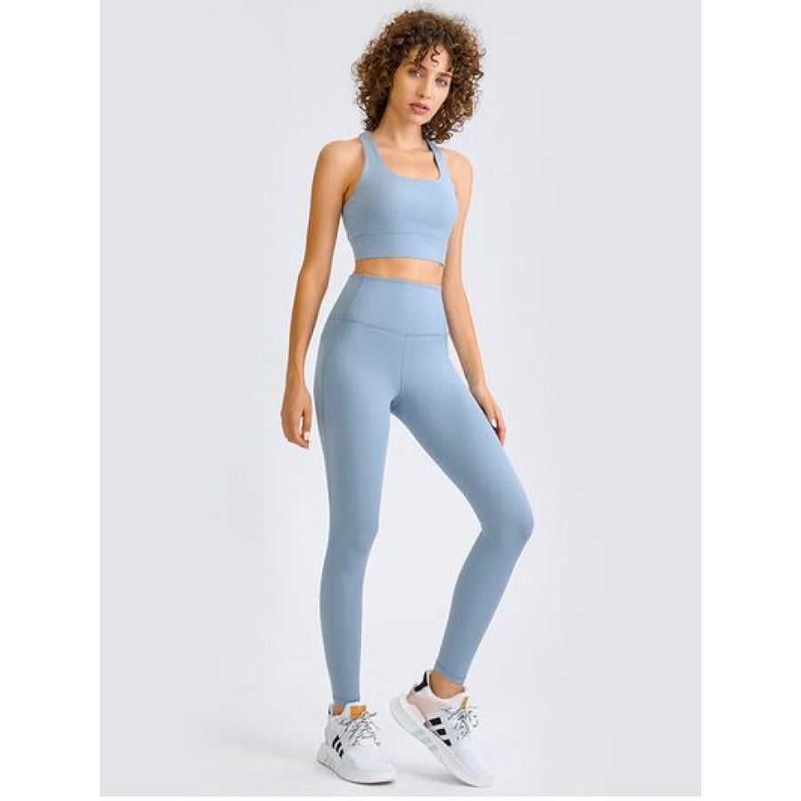 Double Take Square Neck Racerback Cropped Tank Active Tops