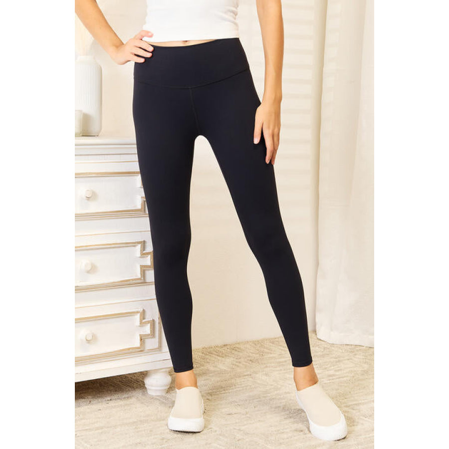 Double Take Wide Waistband Sports Leggings Black / S Leggings