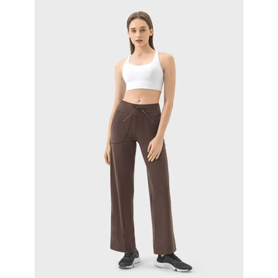 Drawstring Active Pants with Pockets Apparel and Accessories