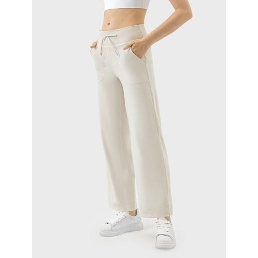 Drawstring Active Pants with Pockets Apparel and Accessories