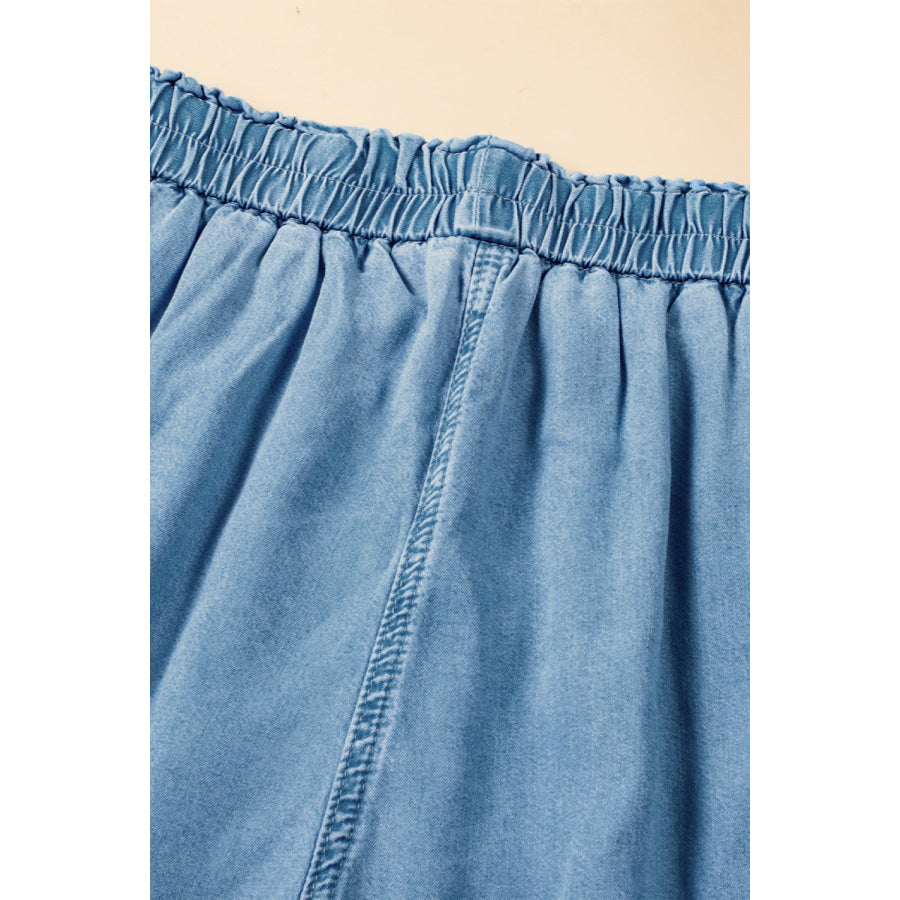 Drawstring Cargo Pocket Wide Leg Jeans Apparel and Accessories