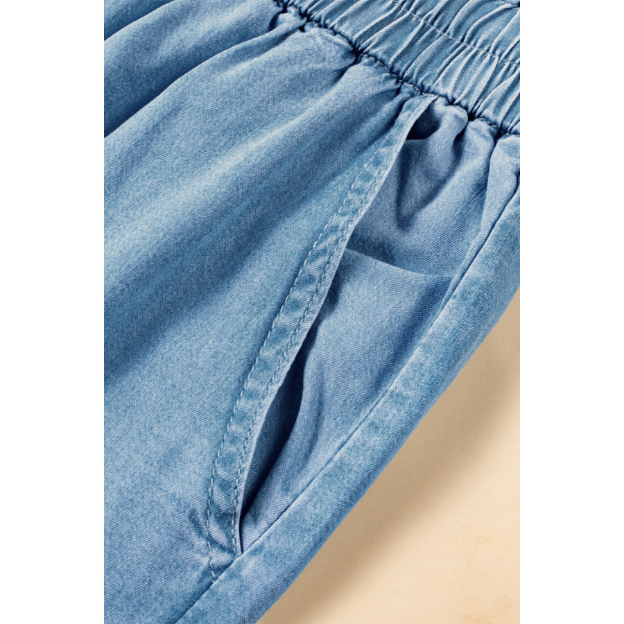 Drawstring Cargo Pocket Wide Leg Jeans Apparel and Accessories