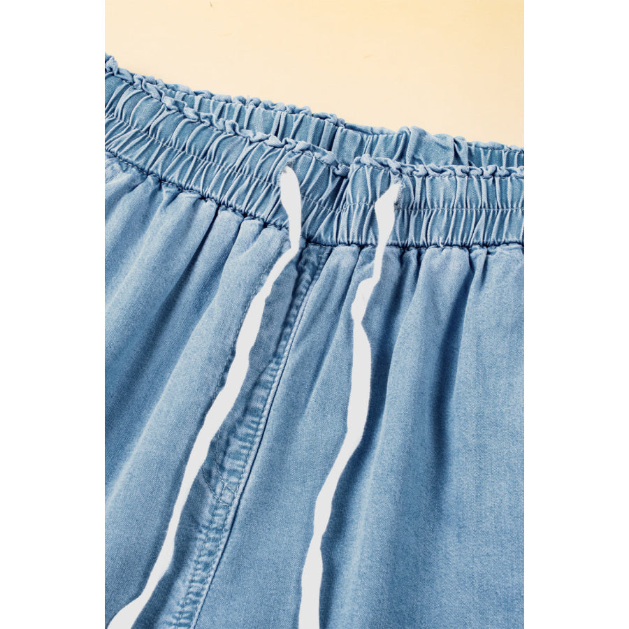 Drawstring Cargo Pocket Wide Leg Jeans Apparel and Accessories