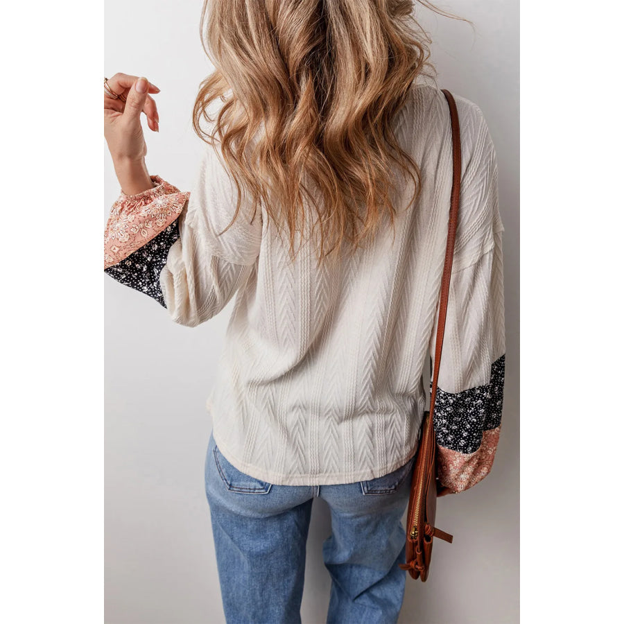 Drawstring Color Block Hooded Long Sleeve Top Apparel and Accessories