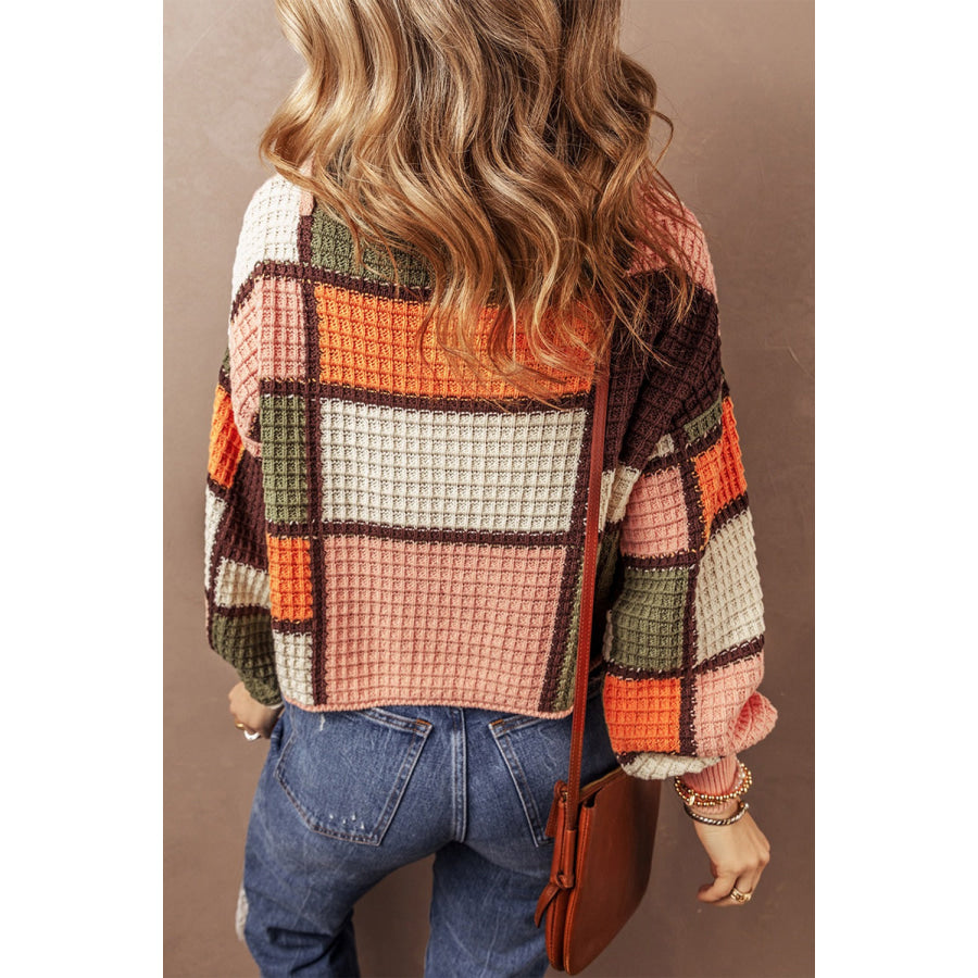 Drawstring Color Block Long Sleeve Sweater Apparel and Accessories