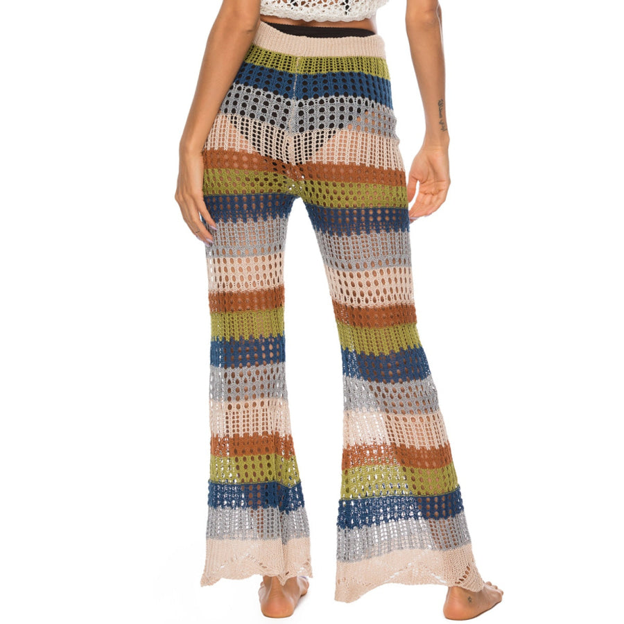 Drawstring Cutout Contrast Swim Pants Apparel and Accessories