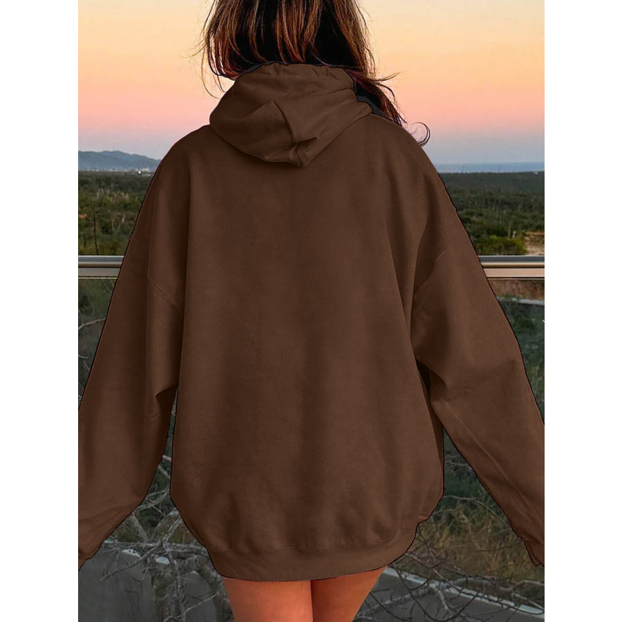 Drawstring Dropped Shoulder Hoodie Apparel and Accessories